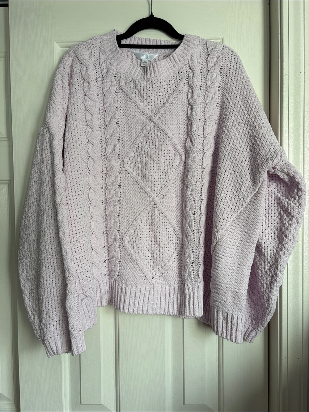 Time and Tru Light Pink Cable Knit Crew Sweater